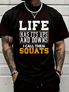 100% Cotton Funny Fitness Gym Workout Weights Squat Men Gift T-Shirt Women's Men's Graphic Tee Crew Neck summer vacation Tops