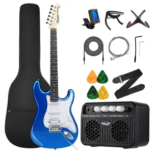 39in Full Size  youth  guitars for beginners，beginner electric guitar Kit Includes guitar Bag,  String, Cable, Picks，guitar amplifier