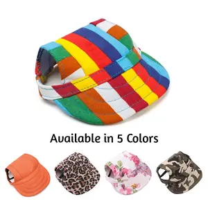 Flat Brim Dog/Cat Hat - Adjustable Chin Strap & Ear Holes for Comfort - Protects Eyes from Sun - Secure Fit for Outdoor Adventures