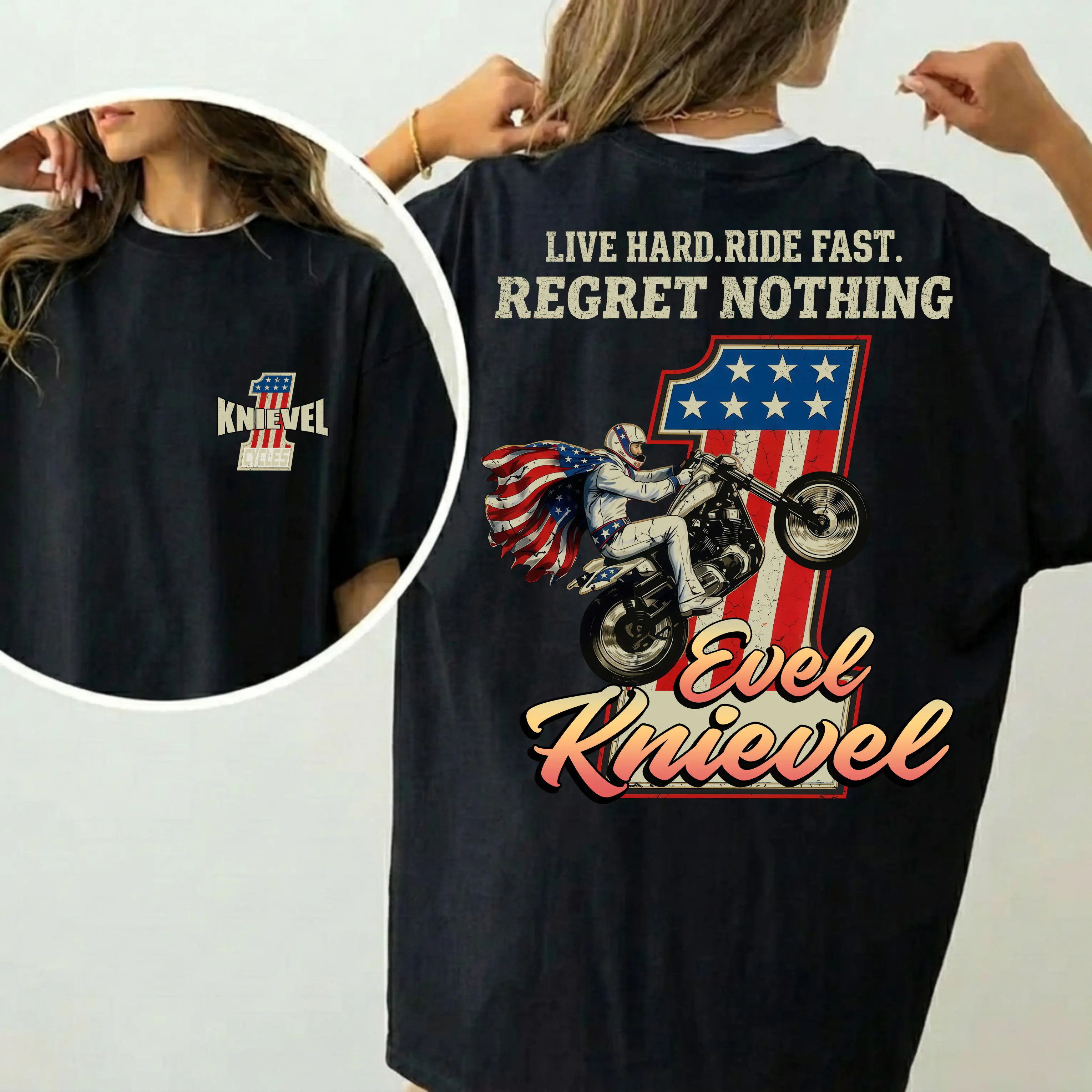 Vintage Motorcycle Stunt Graphic T-Shirt, American Rider Unisex Cotton Tee, Live Hard Ride Fast Biker Gift