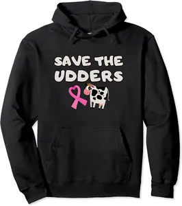 Save The Udders Cow Breast Cancer Awareness Heart Ribbon Kid Pullover Hoodie - Emilyschwe Shop 55B0CKQJGDBR
