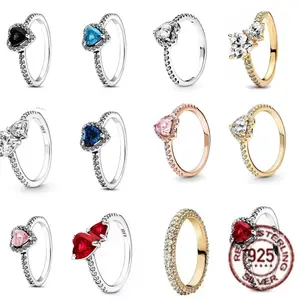 925 Sterling Silver Latest Multiple Colors Sparkling Heart-shaped Ring - Luxurious Exquisite Charm Jewelry Surprise Memorial Gif