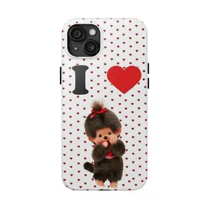 Monchichi Polka Dots Leopard Striped Phone Case, Cute Aesthetic Tough Protective Cover Compatible with iPhone 11-17 Pro Max Plus & Samsung Galaxy S23-S25| LUMN Studio summerwins,summerwins
