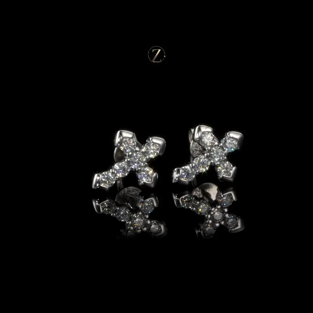 Givré zovelle | Cross Moissanite Stud Earrings 0.72CT Total | D Color VVS1+ | 925 Sterling Silver | GRA Certified | Gift for Her | GiFT FOR HIM