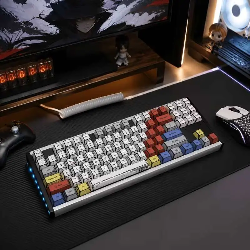 87-Key Hot-Swappable TKL Mechanical Gaming Keyboard with Vibrant RGB Backlighting and "Thocky" Sound Profile; Features CNC Aluminum Case, PBT Keycaps, and Detachable Cable; Suitable for PC/Mac Gaming and Office Use
