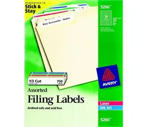 Avery 078593 Trueblock Permanent File Folder Label For Laser And Inkjet Printers, 0.93 x 3.43 In. - White, Pack 450