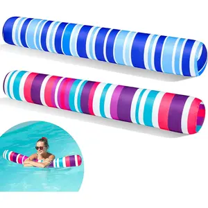 2 Pack Inflatable Swim Pool Noodles, Pool Noodles Floats for Adults, Soft Fabric Covered Large Swim Noodles for Lake, Beach
