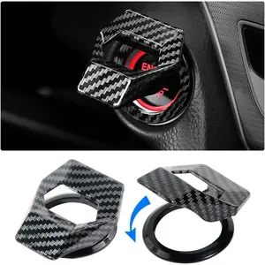 Universal Engine Start/Stop Button Cover, Alloy  Power Control Trim,Push to Start Button Cover Key Protective Cover for Civic CRV XRV Challenger Charger CHR (Carbon Fiber)