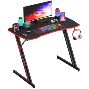 39.4 Inch Gaming Desk Z Shaped Carbon Fiber Surface Desktop Computer Table PC Workstaion Gaming Table with Headphone Hook computer game Furniture Modern