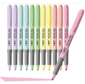 Brite Liner Grip Pastel Highlighter Set, Chisel Tip, 12-Count Pack of Pastel Highlighters in Assorted Colors, Cute Highlighters for Bullet Journaling, Note Taking and More