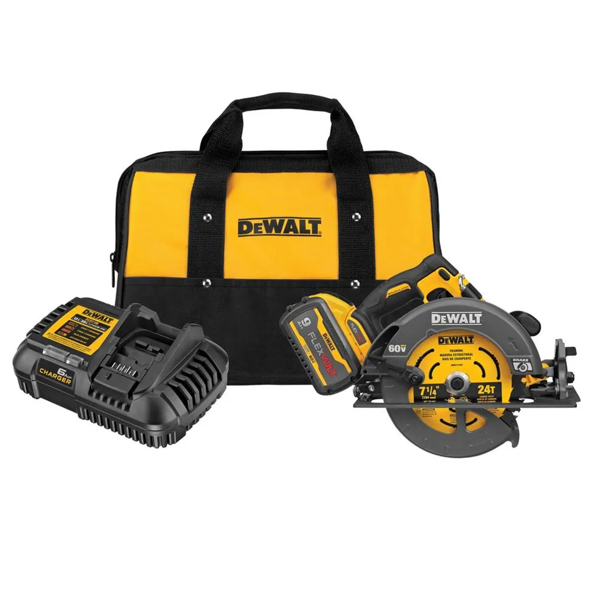 Dewalt 115-DCS578X1 7.75 in. 60V Max Brushless Circular Saw Kit for Reptile & Amphibian Cleaning, with Charger, Batteries, 16 lbs Weight, 2-9/16 in Cut Depth, 47% More Power, Full Kit