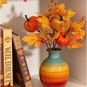 1pc Autumn Harvest Festival Realistic Pumpkin Maple Leaf, Thanksgiving Fall Decoration Ornament, Artificial Flower for Home Decor