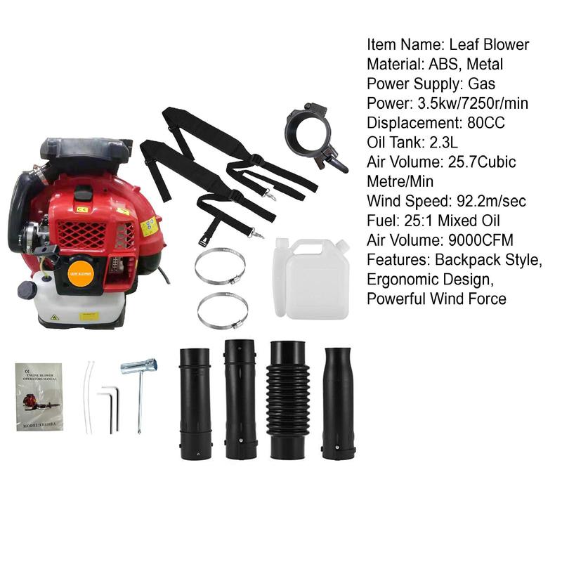 80CC Gas Powered Backpack Leaf Blower 900CFM, Powerful 206MPH Extreme Duty 2-Cycle Petrol Powered Leaf blowers for Lawn/Garden Care Yard Snow/Grass Blowing Dust Debris from US Red