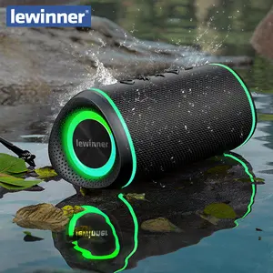 Lewinner Portable Bluetooth Speaker:  30W Loud Sound, Bluetooth 5.3, LED Lights, Wireless Stereo Pairing, 20H Playtime, for Home/Outdoor/Party/Beach, Birthday Gift (Black) Audio Colorful