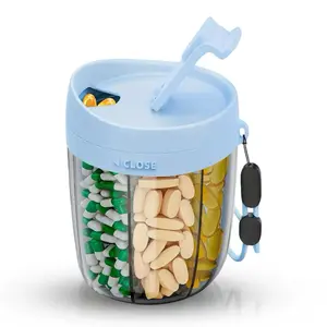 Large Black Pill Dispenser 6 Large Compartments, Portable Easy Wide Opening Anti-Mix Pill Bottle Organizer For Travel, Medications Vitamins Supplements BPA-Free Healthcare