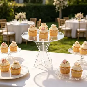 Acrylic Transparent Round Dessert Stand for Cupcakes, Pastries, Snacks, Cookies, Ideal for Weddings, Birthday Parties, 1pc