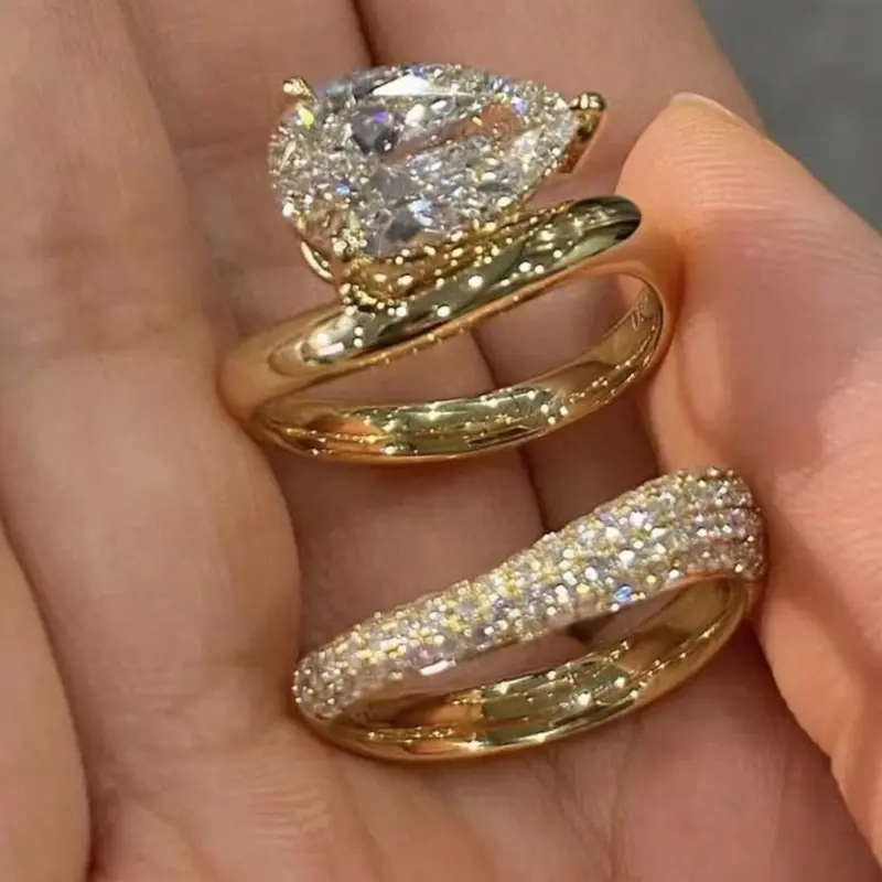 Women's Engagement Ring Set, Luxurious Elegant Alloy Zirconia Decorated Rings, Daily Wear, Wedding Anniversary Party Gift, Zirconia Decoration, Cubic Zirconia Rings