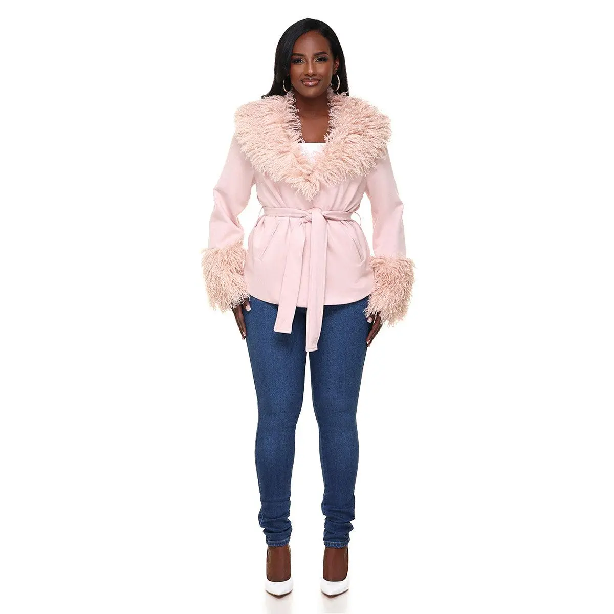 Cotton Candy Dreams Fur Collar Jacket (Pink)- FINAL SALE