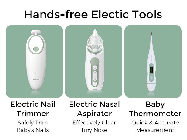 Momcozy Elite Baby Kit, Superior Gift Set for Grooming & Health & Cleansing, Include Electric Nail File&Nasal Aspirator, Heated Tummy Wrap,Thermometer,Bath Brush,Teether,Medicine Pacifier,Storage Case