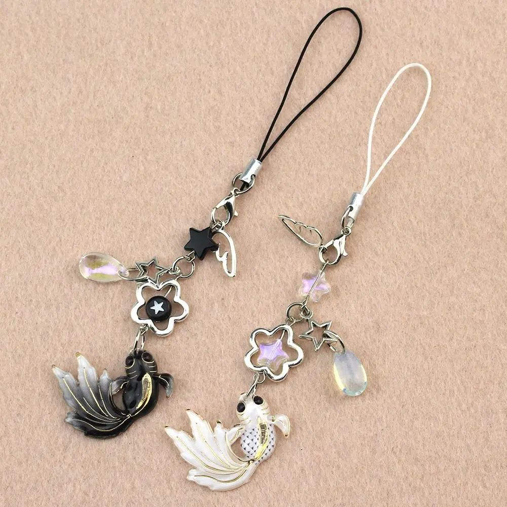 Colorful Fish Star Keychain Lanyard Y2K Wrist Strap Good Luck Phone Charm Handmade Satosugu Koi Beaded Purse Cell Phones String