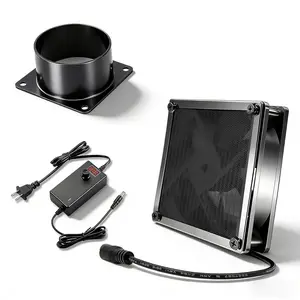 3in Axial Exhaust Fan, 80mm 12V 4500RPM DC Fan with AC Plug Dual Ball Bearings Air Exhaust Fume Smoke Extractor Fan Kit for DIY Soldering, 3D Printer Enclosure