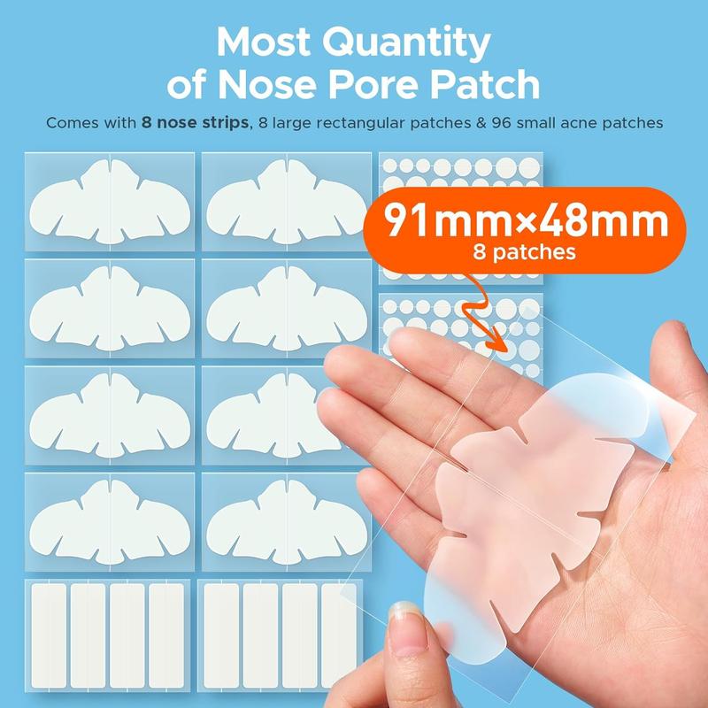 TKTK Hydrocolloid Nose Patches, XL Nose Pore Strips 91 x 48 mm, Large Hydrocolloid Acne Pimple Patches for Face, Cover Zit Blemishes & Absorb Oil (Nose Contoured, Strip, Dots 5 Sizes 112 Count) acne clearing products #TikTokShopBlackFriday
