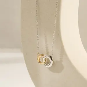 Two Tone Linked Circle Necklace