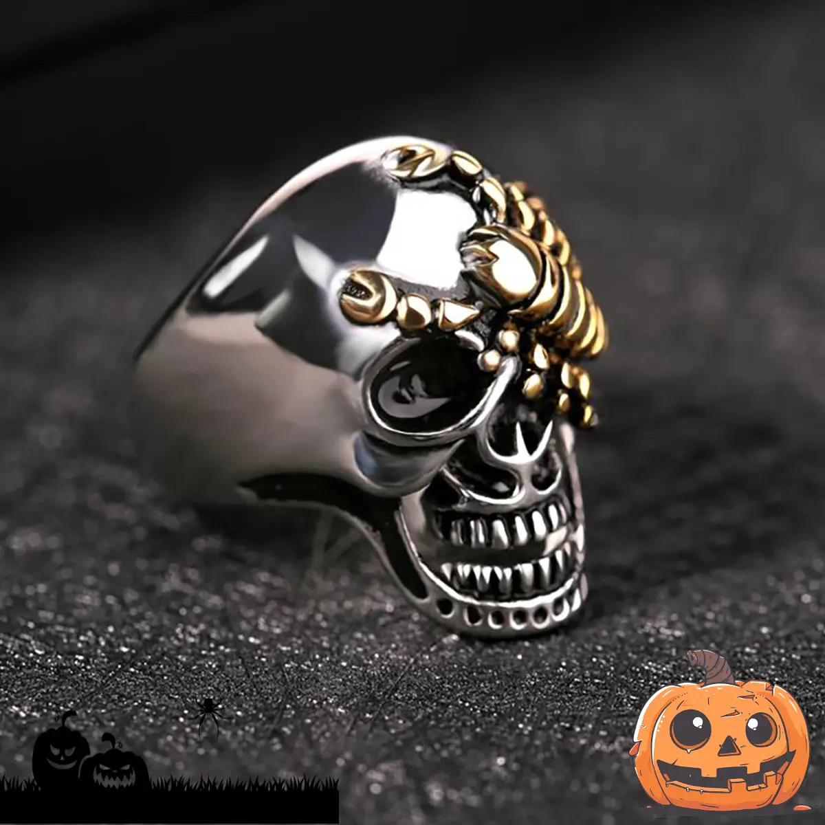 1pc Gothic Punk Style Ring - Gunmetal Goth Funk Punk Alternative Death Metal Ring, Exquisite Domineering Dark Aesthetic Men's Accessory, Holiday Gift for Friends, Daily Wear Costume Jewelry, Goth Rings, Funk Punk Rings