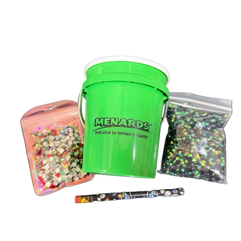 Mini Bucket Rhinestone Kits, 1 Plain Rhinestone, 1 Size Plain Design, Includes Wax Pencil, DIY Needlework Toy for Hobbyists