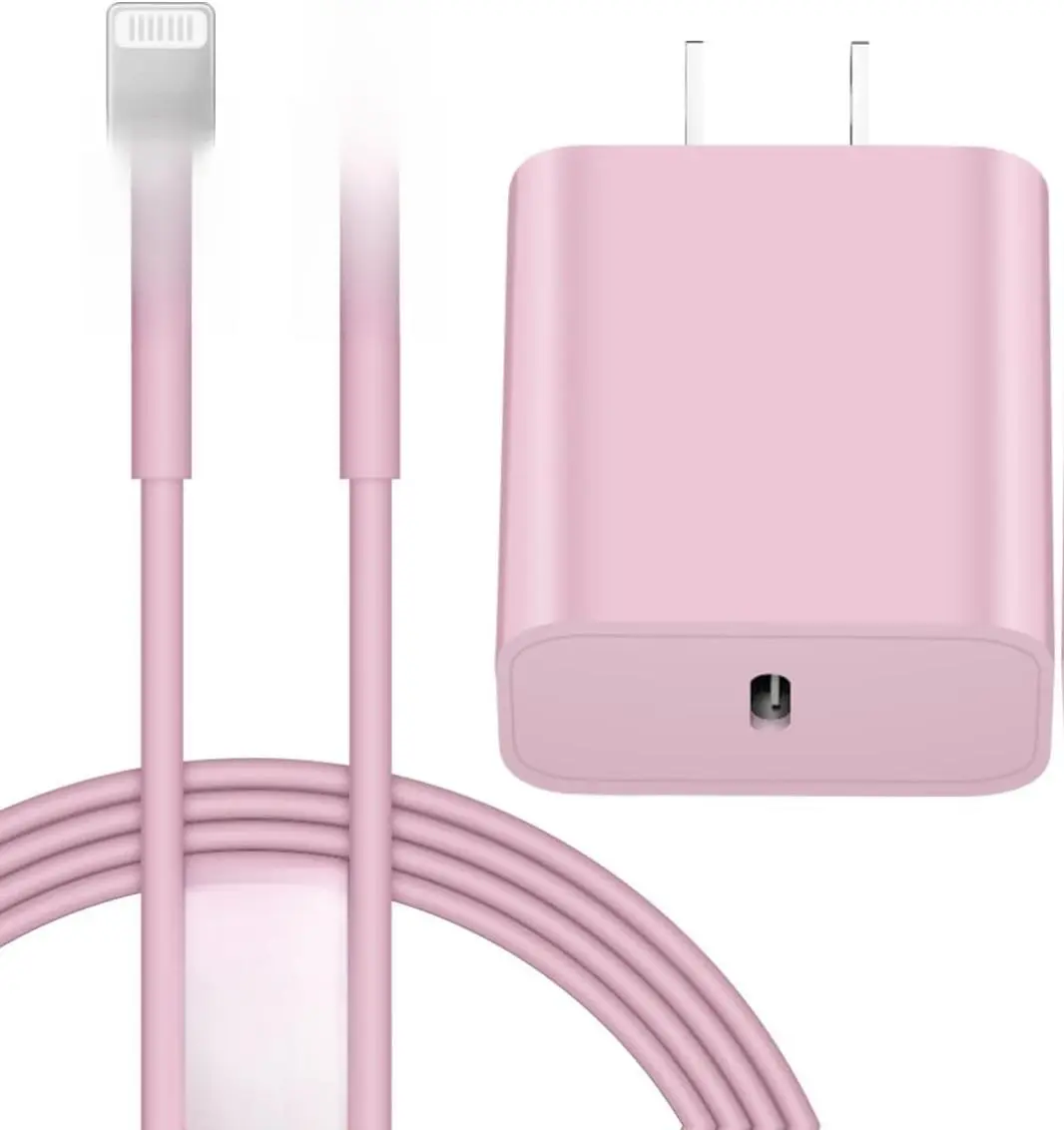 iPhone 14 13 12 Fast Charger 20W PD USB C Wall Charger with 6FT Fast Charging Cable for iPhone 14/14 Pro/14 Pro Max/14 Plus/13/12/11/Pro/Pro Max/Mini/Xs Max/X, iPad - Pink