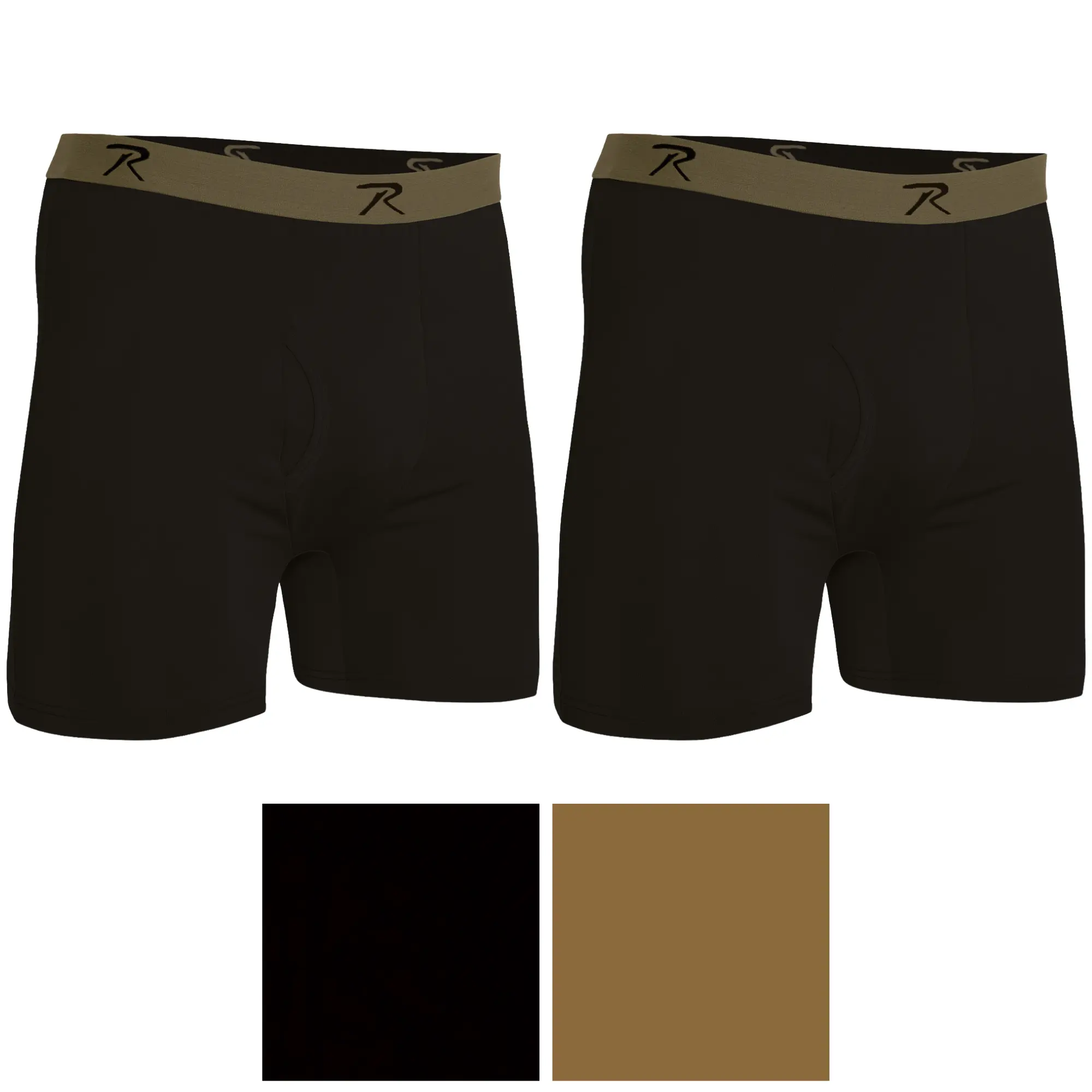 Rothco Men's Performance Boxer Shorts Moisture Wicking Tactical Style Lightweight Underwear - 2PACK