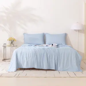 Cooling Comforter King Size, Silk Cooling Blanket for HotSleepers, Q-Max>0.4, Double-Sided Arc-chill CoolingBlanket, Ultra Soft Cooling Throw Blanket, Mint Green/ButterYellow