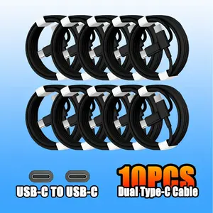 10 Fast-charging USB Type-C Data Cables, 3/6-foot USB-C to USB-C Charging Cables, Compatible with Samsung/Galaxy/iPhone 16/16 Plus/16 Pro/16 Pro Max and Other USB-C Data Cable Mobile Phones. Type-C Chargers Suitable for Use in Multiple Environments