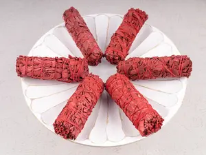 Dragon's Blood Sage Smudge Stick – 4” Dragon's Blood Sage Bundle for Home Cleansing, Energy Healing, Meditation, Reiki, and Clearing Negative Energy- Includes Smudging Guide