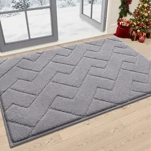 Indoor Door Mat 30"x20" – Dirt-Resistant, Absorbent, Non-Slip Rubber Backing, Washable Low-Profile Doormat for Entryway – Medium Gray