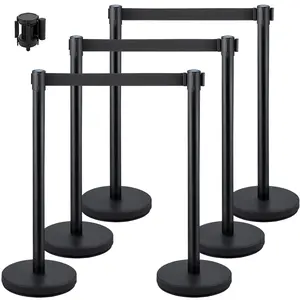 【FathersDayGift】VEVOR Crowd Control Stanchions, 6-Pack Crowd Control Barriers with 3PCS 6.5FT Retractable Belt, Stanchion Posts Queue Pole for Crowd Control Barriers, Easy Assembly