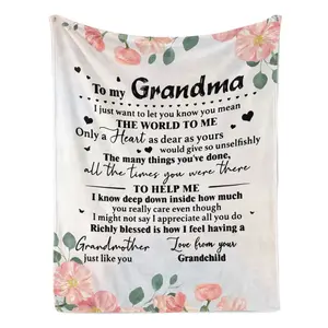 2026 Mother's Day Gift for Grandma Soft Cozy Flannel Blanket Heartfelt Sentimental Keepsake Plush Throw Warm Blanket for Grandmother from Grandchild Granddaughter & Grandson