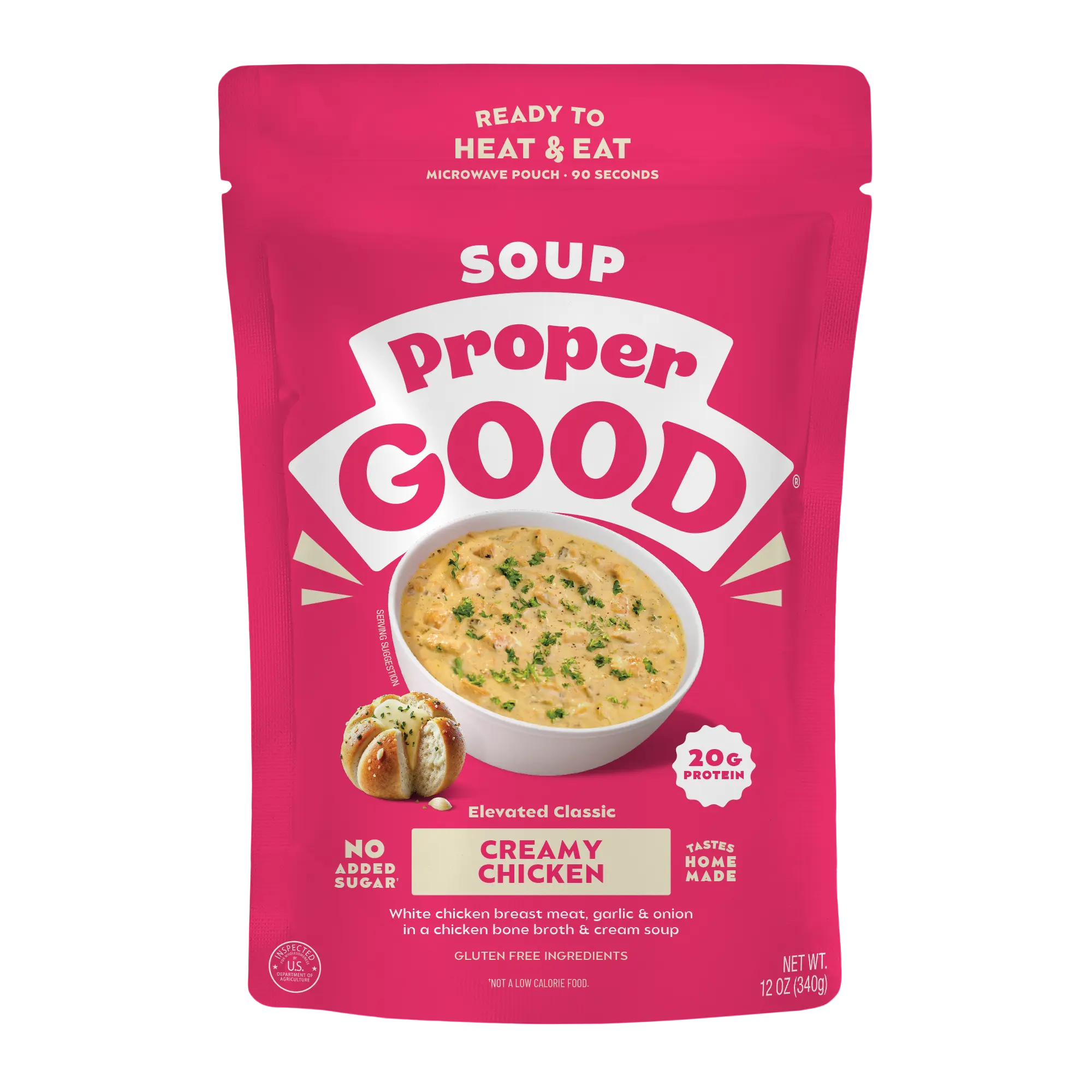 Creamy Chicken Soup - Easy High Protein Meal, Made with Clean Ingredients, Ready in 90 Seconds, Tastes Homemade