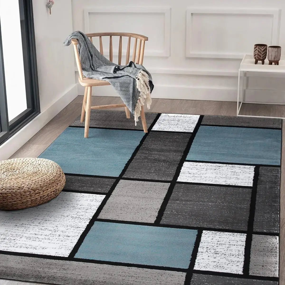 Geometric Print Non-slip Large Rug, 1 Count Colorblock Decoration Floor Mat, Modern Minimalist Indoor Floor Mat for Home Living Room & Bedroom & Kitch