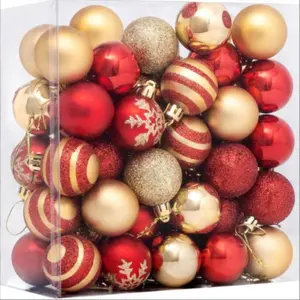 50 Classic Christmas Ornaments, Electroplated Painted Balls for Tree Decoration, Perfect for Halloween, Christmas, Valentine's Day, Thanksgiving, Party Decoration Supplies