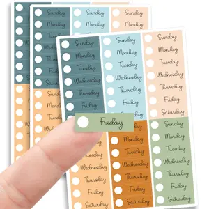 Planner Date Covers 3 Sheets Weekly Day Stickers Waterproof Removable Vinyl Labels for Journals Calendars USA Handcrafted Stylish Organizational Stickers