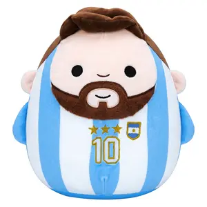 Cartoon Soccer Legend with Number 10 Jersey Plush Figure Toy, Cute Argentina Football Star Stuffed Animal Plush Pillow, Sports Fan Character Cushion for Collectors And Room Decor