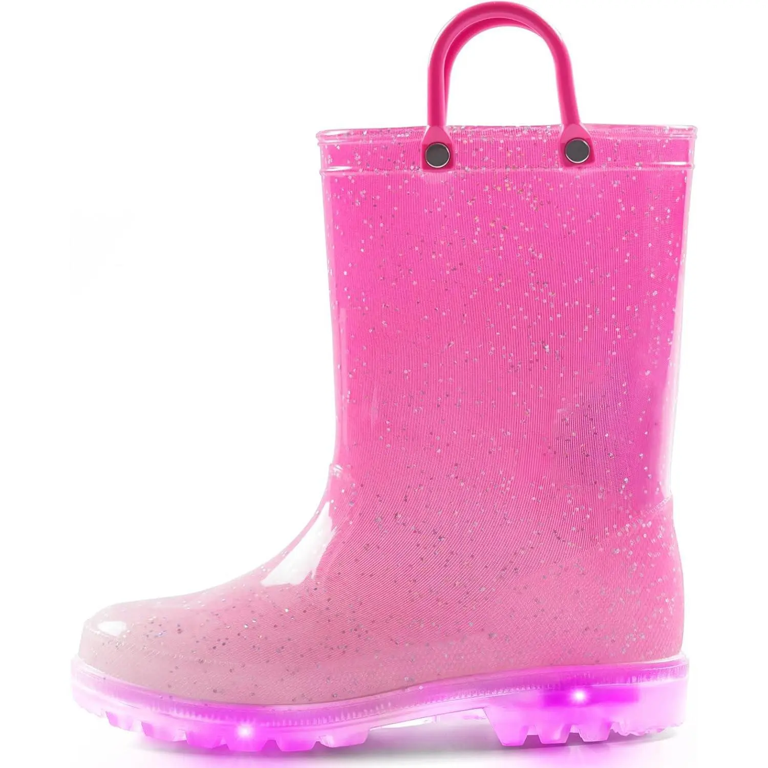 X-SOK10   Toddler Light Up Rain Boots for Girls Boys Waterproof Rain Boots with Handles Outdoors