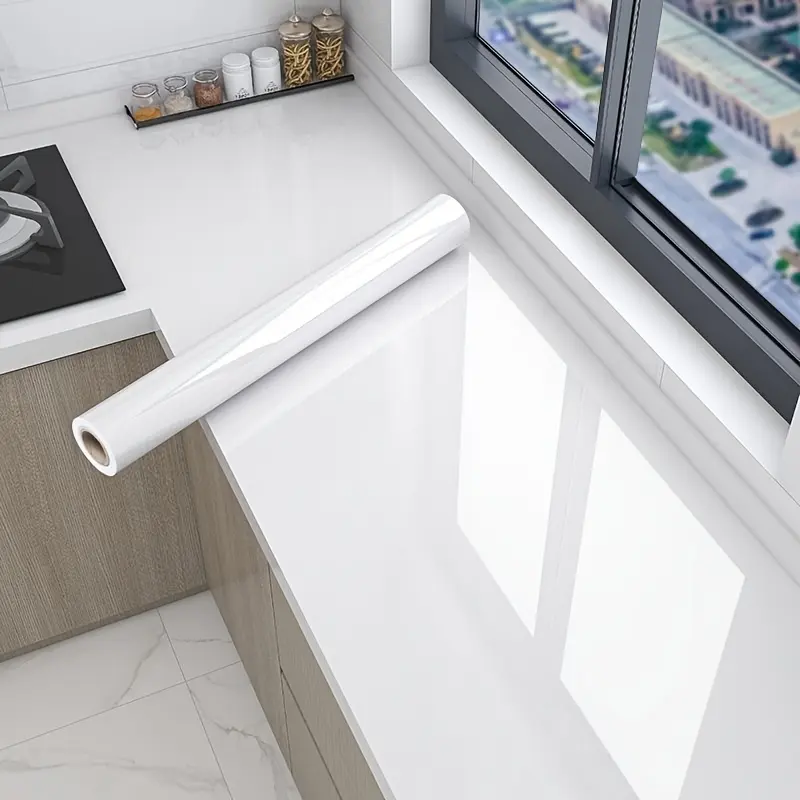 Premium PVC Vinyl Self-Adhesive Cast Aluminum Wallpaper - Cut-to-Size (Any Size/Shape), Peelable, Glue-Free, Wall-Safe Thick Contact Paper, Waterproof, Moisture-Proof, Anti-Oil, Easy Clean Modern Glossy Covering for Kitchen Cabinets, DIY Renovations