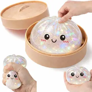 Glitter Dumpling Squeeze Toy,Soft Slow Rising Squeeze Stress Relief Toy, Sensory Fidget Toy for Anxiety Relief, Portable Glitter Filled Squishy for Kids Adults Classroom Rewards Party Favors Fun Gift Ideal fidgeting birthday  gift cute pack desk Decor