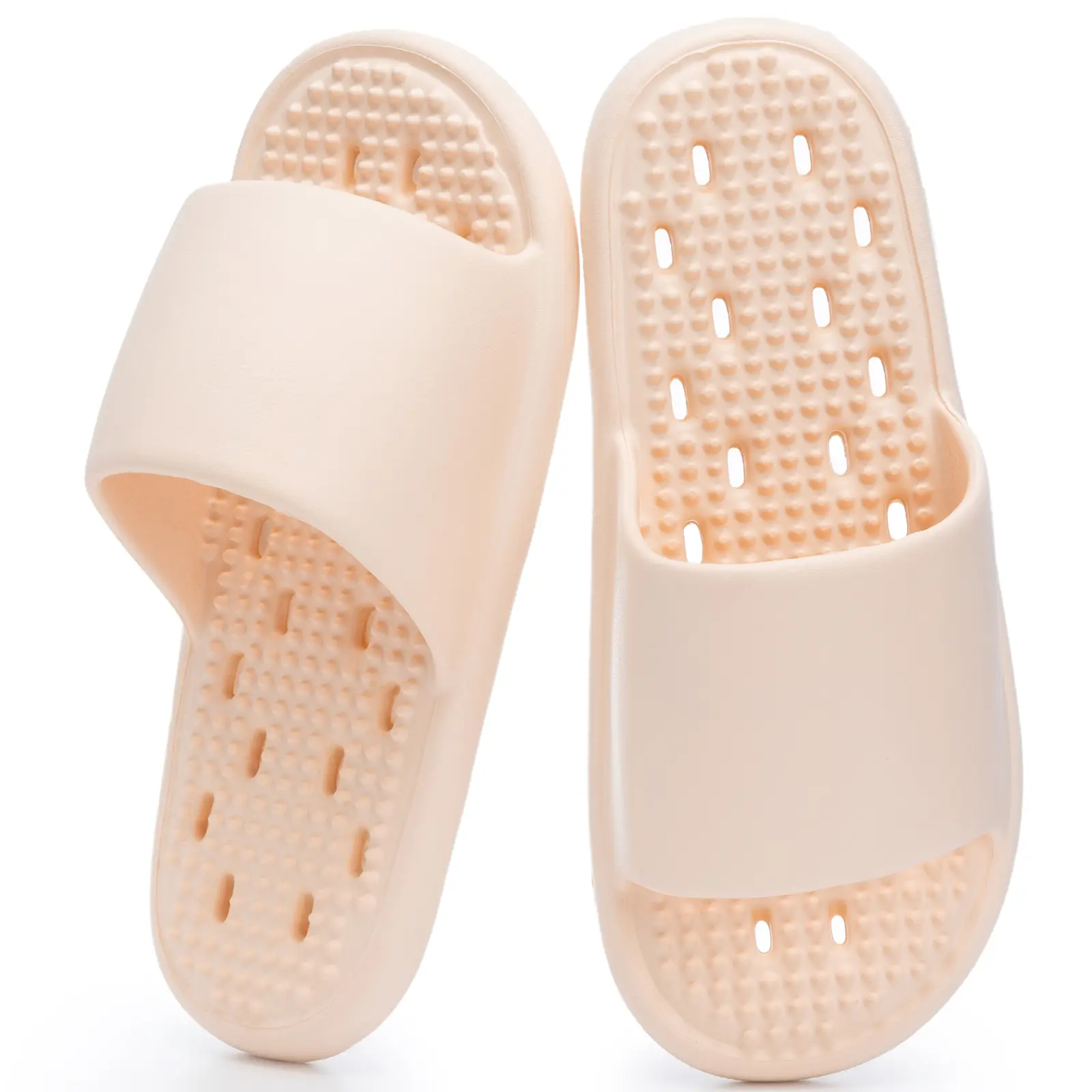 GOEWY Slide-On Shower Shoes for Women - Drainage Holes, Massage Particles, Quick Drying, Lightweight Non-Slip Slippers for Bathrooms, Indoor Use, Soft Eva, Slides For Women