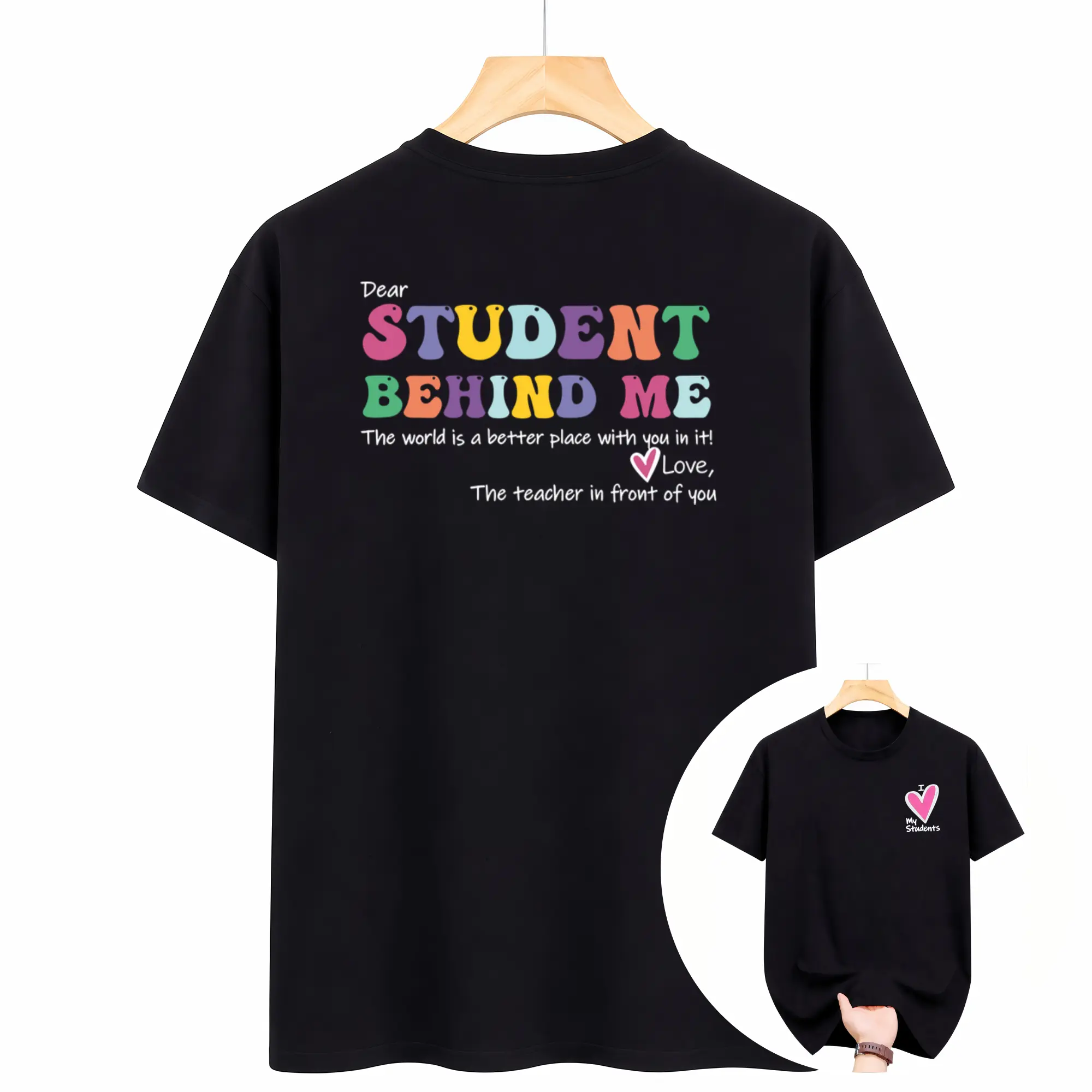 Teacher Tshirts Women Dear Student Behind Me Inspirational Teacher Shirt Teacher Appreciation Short Sleeve Tee Top