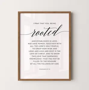"Rooted In Love" Ephesians 3:17-19 Unframed Poster - Modern Typography Christian Print - Abstract Scripture Wall Decor - Biblical Love & Faith Art