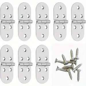 4pcs Brushed Stainless Steel Small Door Hinges with Screws, 3.2"L x 1.2", Durable Metal Hinges for Cabinets, Closets, Wardrobes & Sewing Machine Tables - Contemporary Style, Surface Mount, Secure Spring Mechanism
