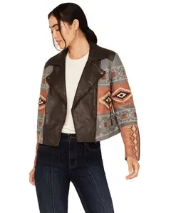 Shyanne Women's Embellished And Embroidered Leather Jacket - Swfa24o53-Chbn